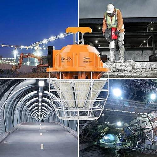 Miniatura 3 de RIUVAO Lámpara de trabajo temporal LED de 150 W, 24750 lúmenes, luz diurna blanca, 5000 K, IP65, cubierta protectora de acero inoxidable resistente