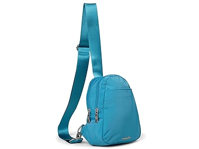 Baggallini Double Zip Mini Sling Handbags Seaside Blue, Nylon/Polyester