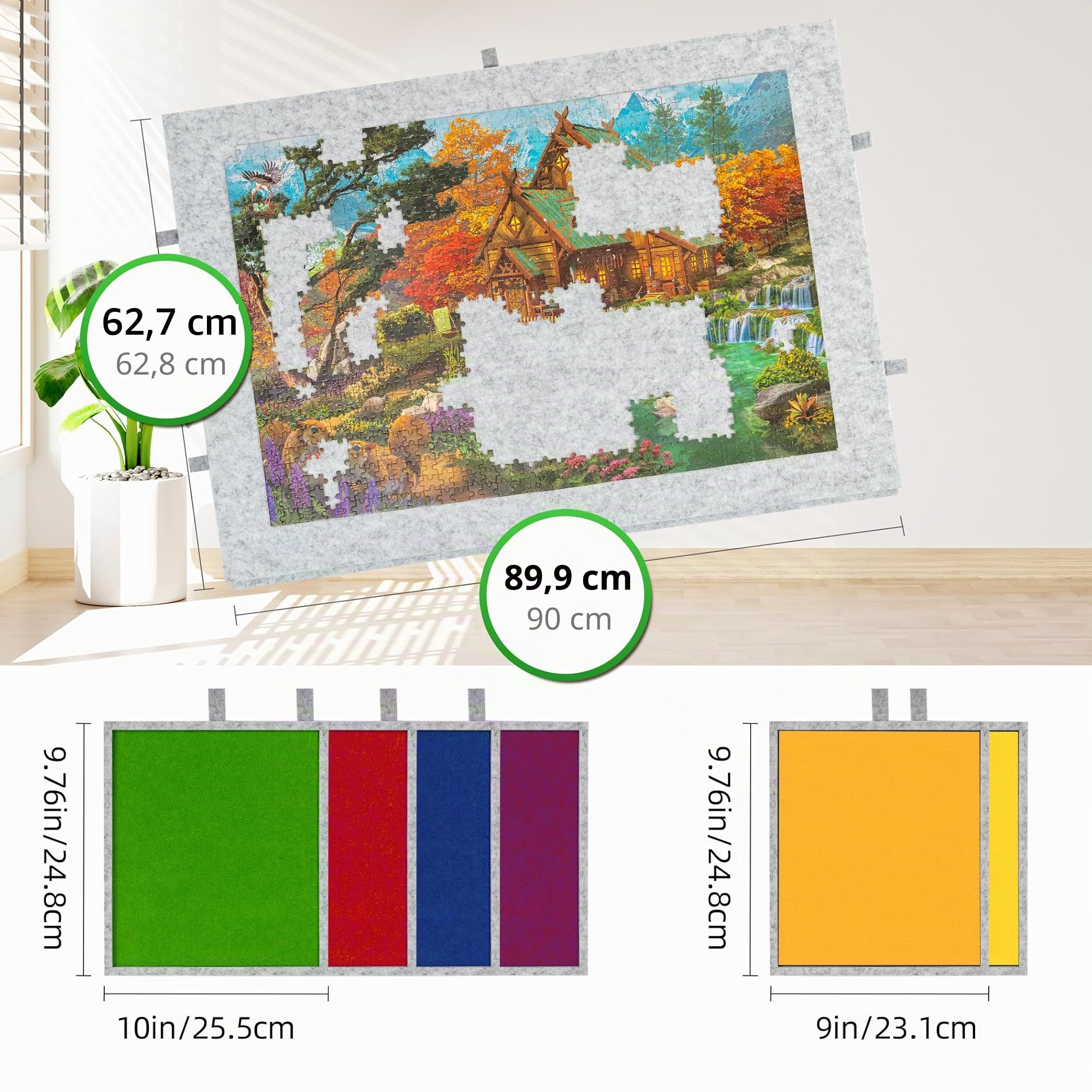 LAVIEVERT Planche de puzzle inclinable 1500 pièces support housse 2 en 1 table rangement portable gris clair