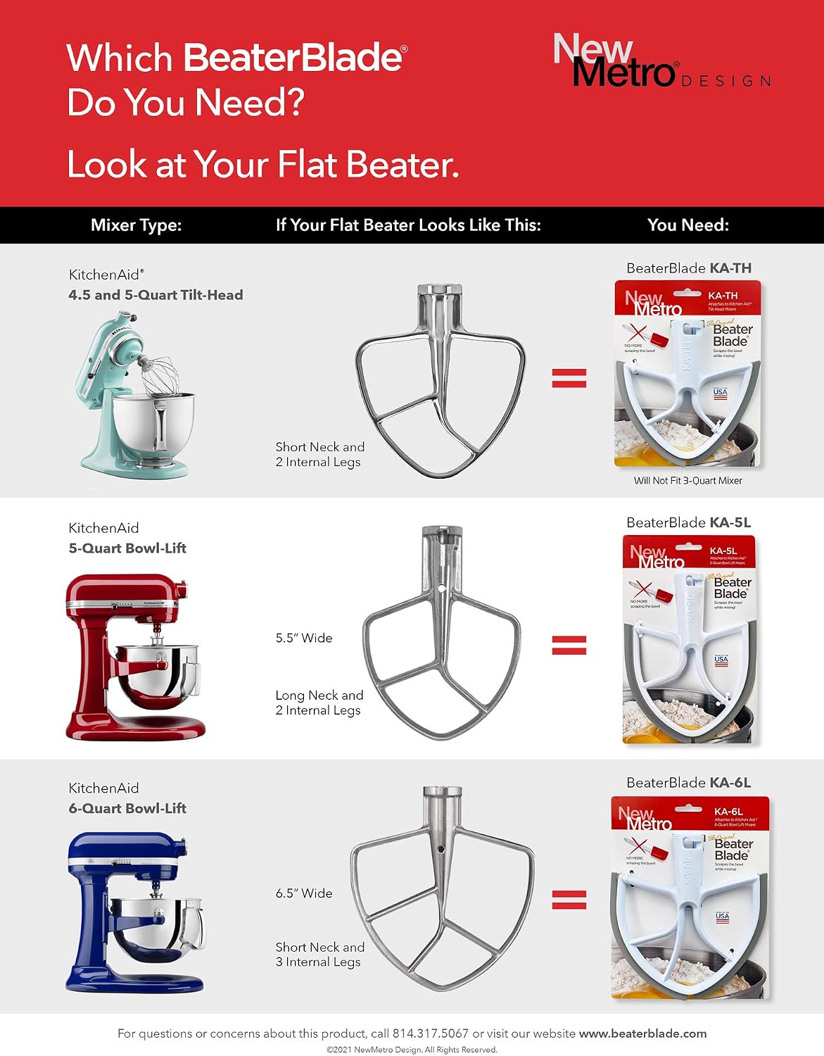 Original Beater Blade for 4.5 & 5 quart Tilt Head Stand Mixer and Universal Pour Chute Set, , Made in USA