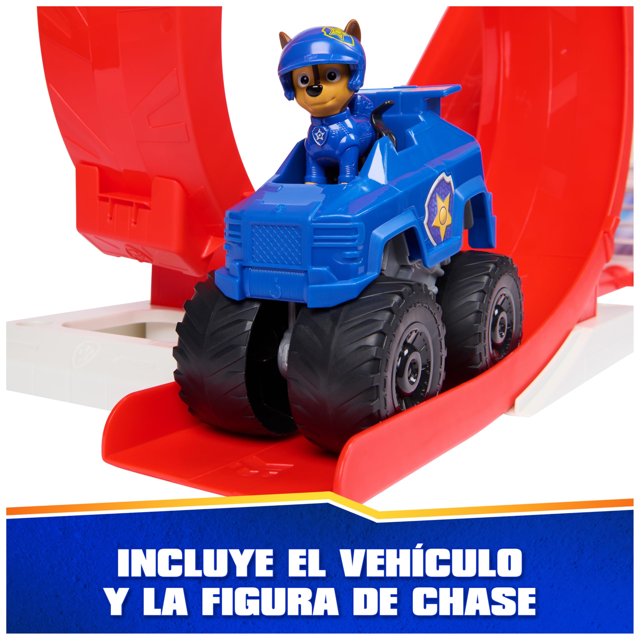 Paw Patrol Patrulla Canina - Lanzador De Vehículos Super Loop con Luces Y Sonidos + Coche Y Figura Chase | Juguetes Patrulla Canina | Juguetes Niños 3 Años O Más | Regalos Niños 3 Años O Más