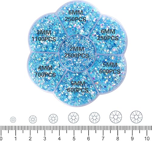 Miniatura 2 de RODAKY 6000 diamantes de imitación de resina transparente con parte trasera plana para uñas, 0.079 a 0.236 pulgadas, diamantes de imitación de