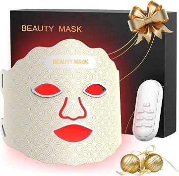 Red Light Mask for Face, 7 Colors Mask with Timing Function, Rechargeable Face Mask for Home Skincare, White