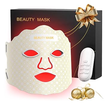 Red Light Mask for Face, 7 Colors Mask with Timing Function, Rechargeable Face Mask for Home Skincare, White