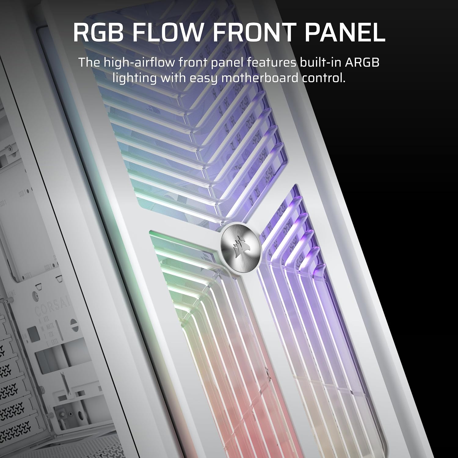 CORSAIR Frame 4000X RS Modular Mid-Tower ATX PC Case – RGB Front Panel, 4X RS120 PWM Fans Included, InfiniRail Fan Mount System, Reverse GPU Anti-Sag and Motherboard Support – White