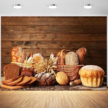7x5ft Bakery Backdrop Bread Baking Table Wooden Wall Photography Background Boy Girl Cake Smash Birthday Baby Shower Party Banner Decorations Wallpaper Photo Studio Props