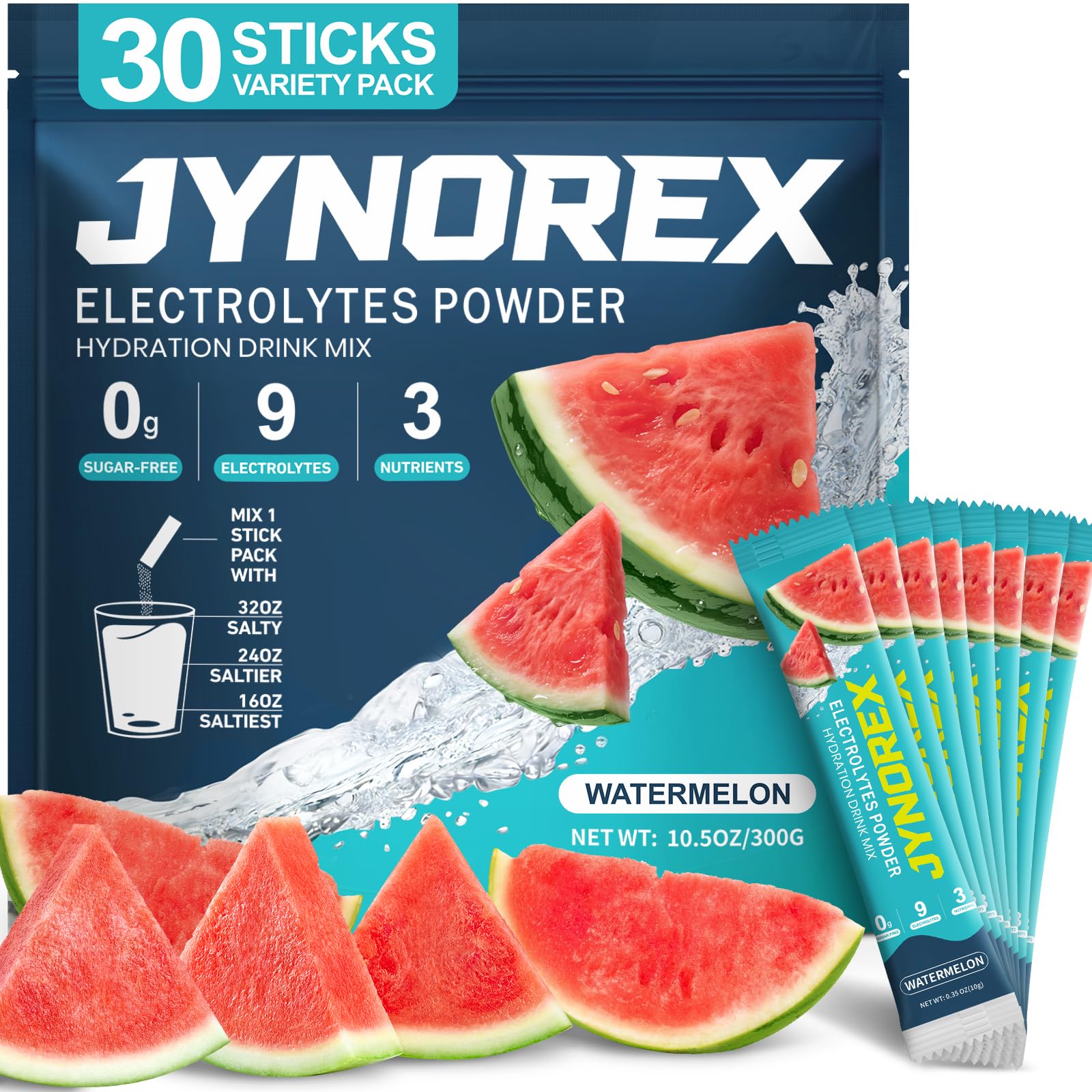 Electrolytes Powder Packets Sugar Free, 30 Sticks High Sodium Hydration Packets, Electrolyte Drink Mix with Lemon Lime Watermelon Peach Berry Kiwi Tropical Punch Lychee Cranberry, 10.5OZ — Amazon image 14