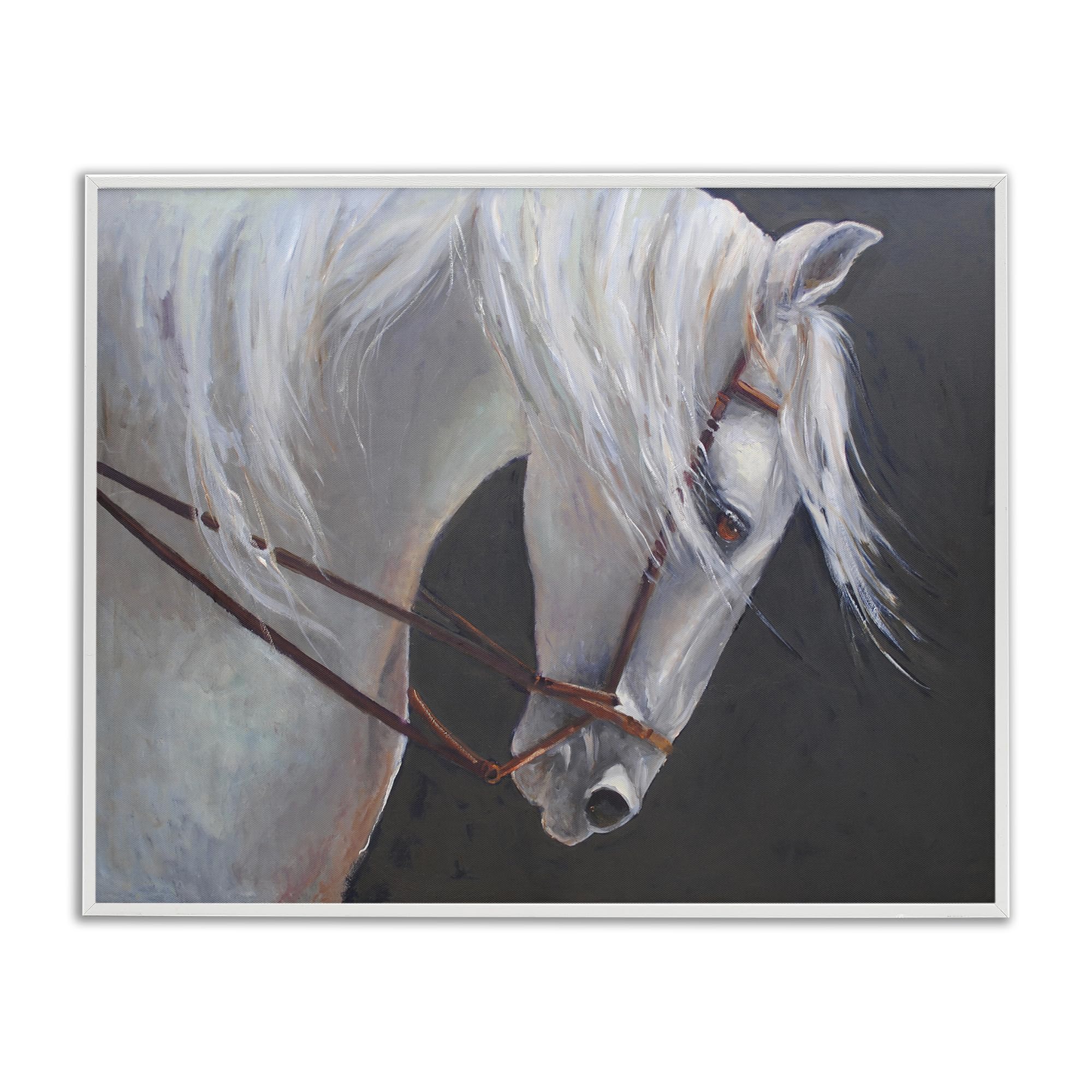 Stupell Industries Coastal White (Textured) 'Majestic White Mare'| Framed Giclee Art