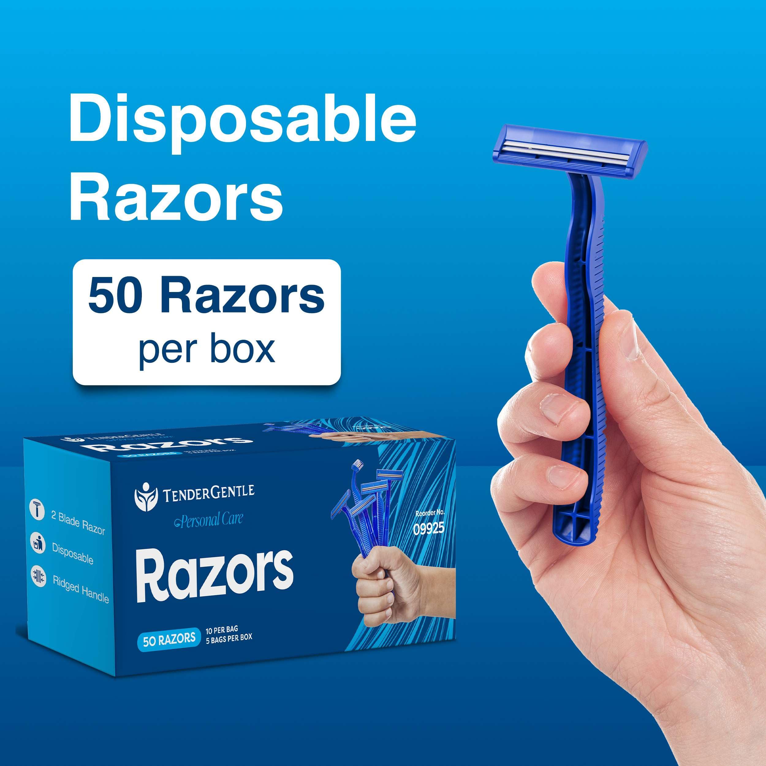 Maquinillas de afeitar desechables para hombres y mujeres, paquete de 50 afeitadoras, maquinilla de afeitar de 2 cuchillas para piernas, axilas y más, buenas para pieles sensibles