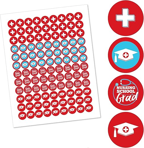 Miniatura 2 de Big Dot of Happiness Adhesivo redondo para graduación de enfermera, graduación de enfermería, graduación de enfermería, etiquetas para dulces de