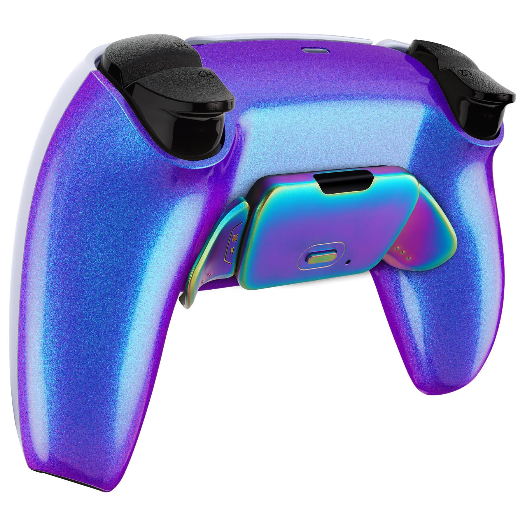 eXtremeRate RISE Remap Kit Programmabile per ps5 Controller BDM-030/040/050,Palette in Metallo Tasti Pulsanti Aggiuntivi Back Button Cover Posteriore per ps5 Joystick-Arcobaleno Viola Blu