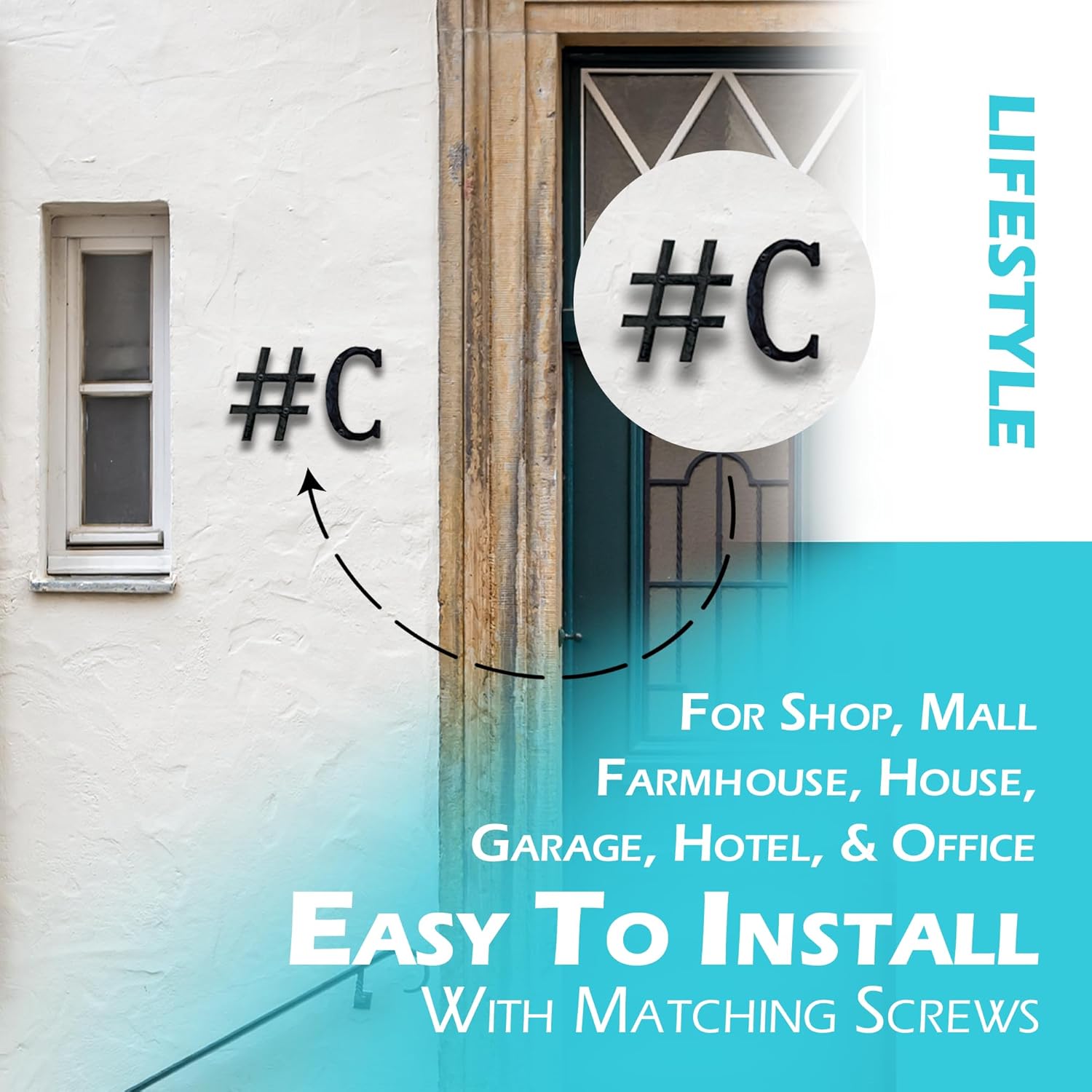 Generic Cast Iron Hashtag House Number, 5 Inches, Matte Black