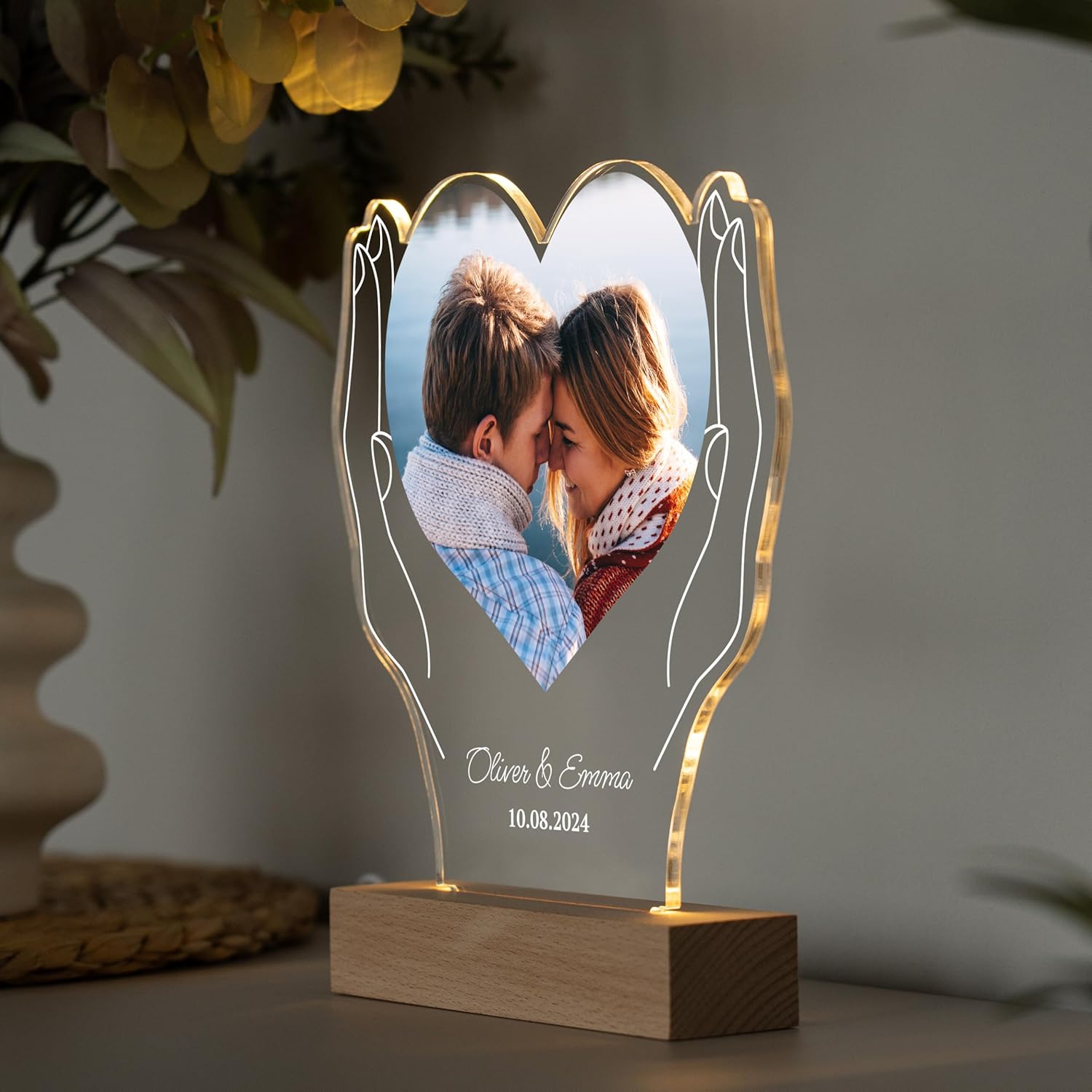 Unique Gifts for Boyfriend - Customized LED Picture Frame - Heart-Shaped Acrylic Frame - 7.75" x 9.21" - Romantic Gift for Anniversary, Wedding, or Birthday - Image 5
