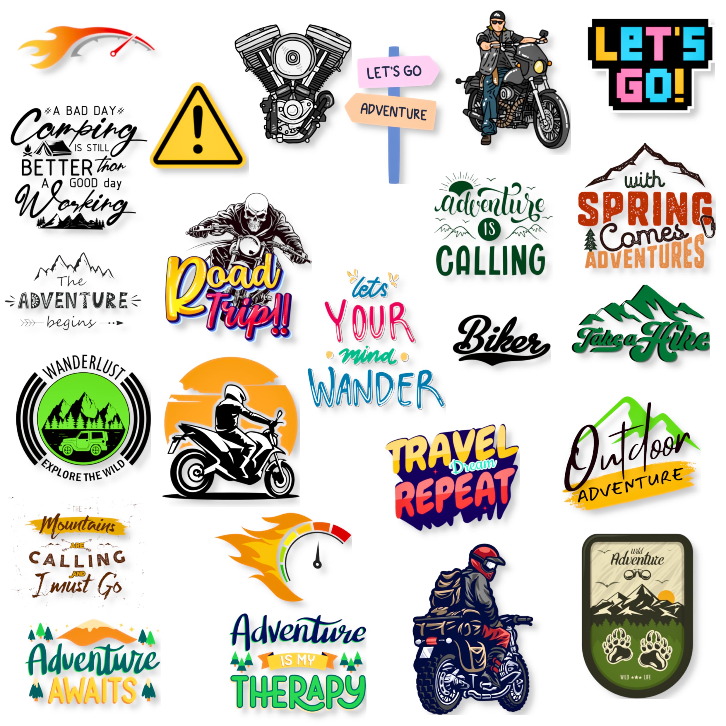 Adventure Biker Stickers – 24 Pcs Motorcycle & Travel Vinyl Decals for Laptop, Bike, Car, Helmet, Luggage – Waterproof & Durable Biking Stickers for Riders & Wanderlust Lovers-picture-23