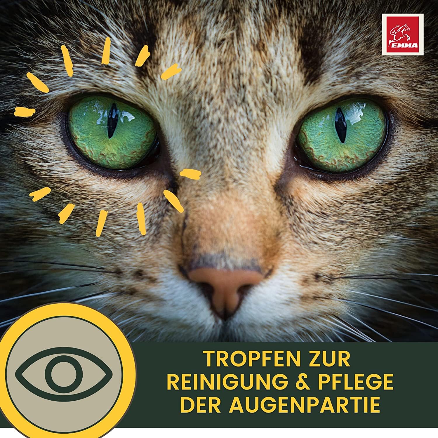 EMMA Augentropfen Katze 2x100ml I Augenreiniger Tränenfleckenentferner mit Kamille I Augenpflege bei tränenden gereizten Augen I Tränensteinentferner Hund Katze I Sanfte Augenreinigung für Tiere
