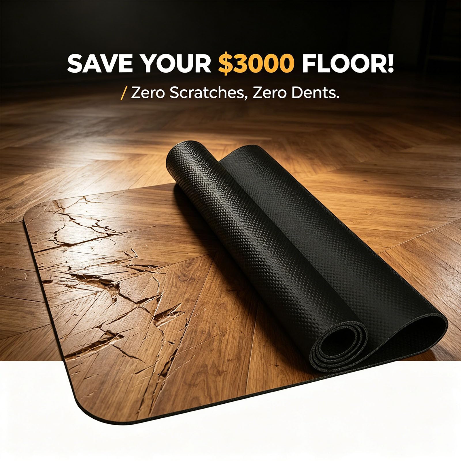 Tapete para cinta de correr, resistente de 4 mm, NBR antivibración, reducción de ruido, para suelos de madera dura, impermeable, antideslizante, para gimnasio y uso doméstico