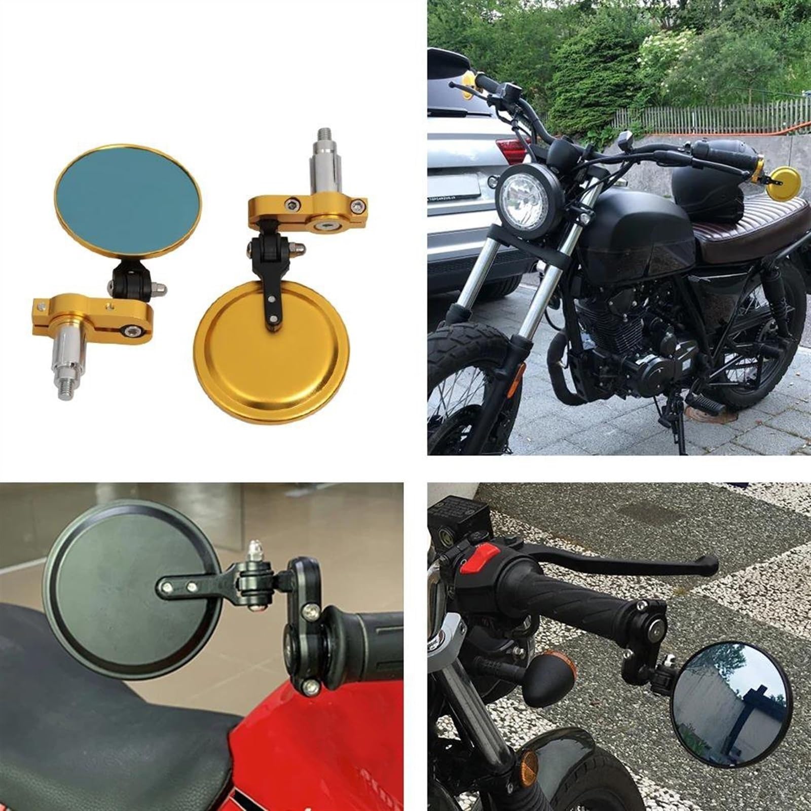 YESKIT Specchietti Laterali per Moto da 7/8 "22mm Pezzi di Ricambio per Specchietti Retrovisori Laterali per Barra Retrovisore per Kawasaki (Color : Rosso)