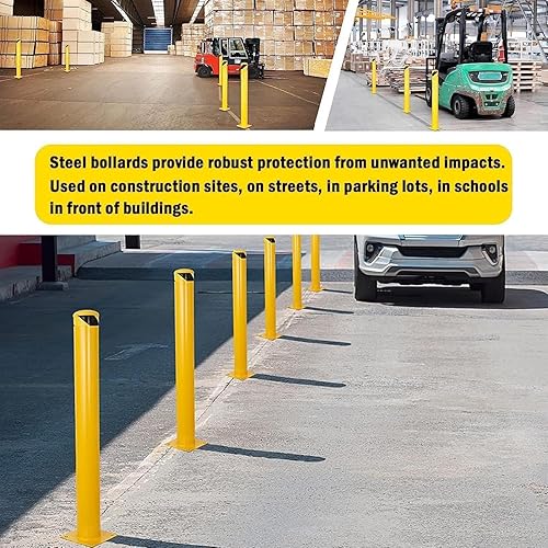 Miniatura 5 de Poste de bolardo de seguridad, bolardos de acero de 42 pulgadas de altura, bolardo de estacionamiento de 4.5 pulgadas de diámetro, poste de barrera