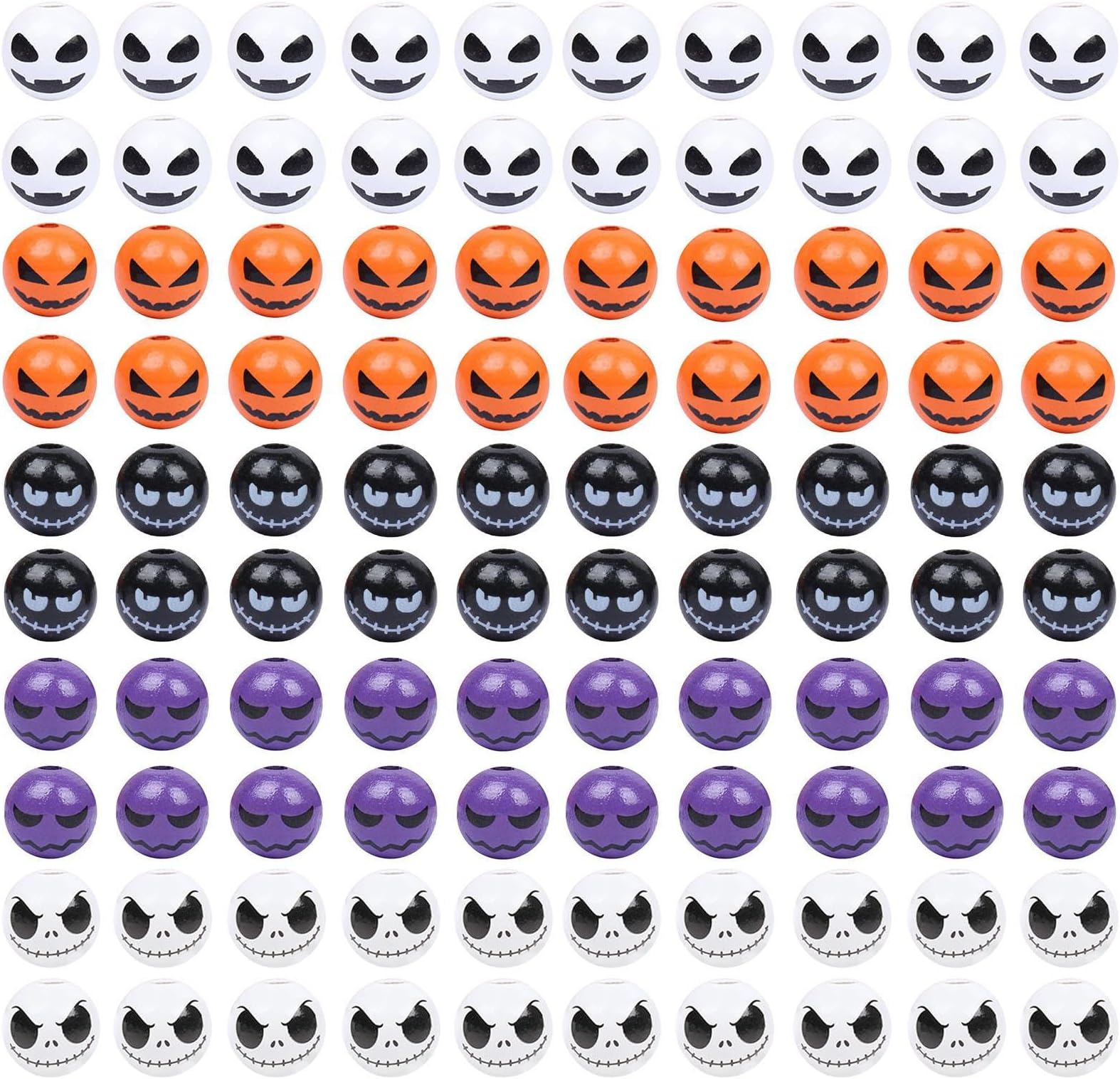 Halloween Beads, 100pcs Wooden Spacer Beads, Halloween Wooden Beads, Halloween Painted Wood Beads, Wooden Beads Spacer Craft, Pumpkin Spacer Beads, Wood Beads for Necklaces Bracelets Home Decorations