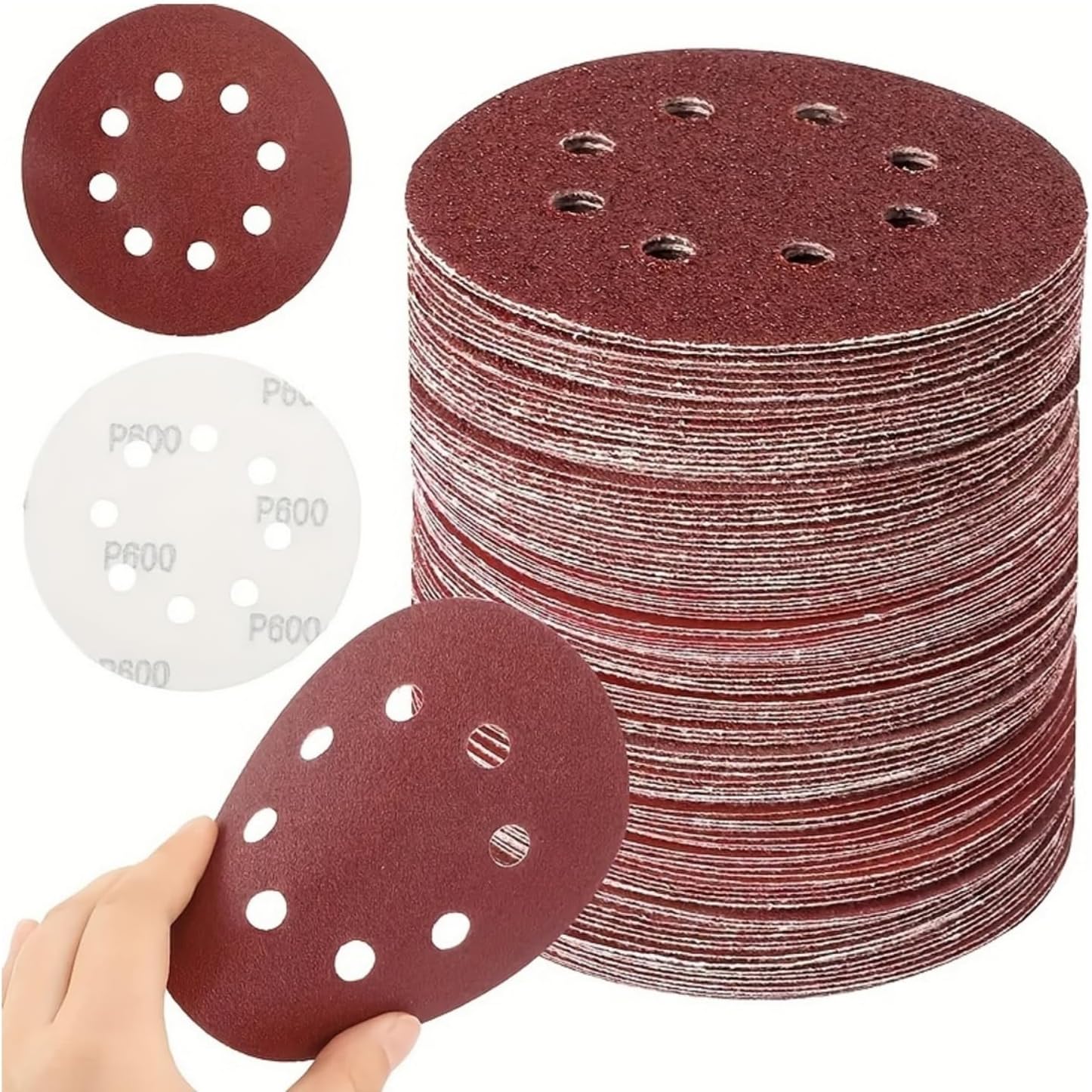 5 Inch 8 Holes Sanding Discs Round Hook and Loop Sandpaper for Random Orbital Sander 60 80 100 120 150 180 220 240 320 400 600 800 1000 1200 1500 2000 Grit-400Grit-10PCS