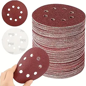 Lixa redonda com 8 furos de 12 cm para lixadeira orbital aleatória 60 80 100 120 150 180 220 240 320 400 600 800 1000 1200 1500 2000 Grit-4000 Grão - 10 peças