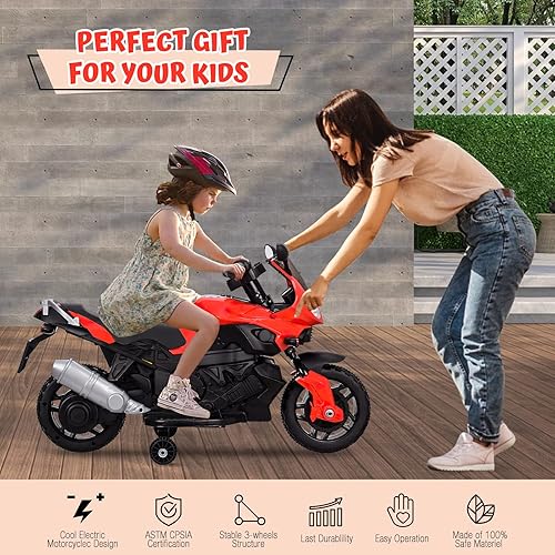 Miniatura 8 de JOINATRE Motocicleta eléctrica para niños juguete de motocicleta de 6 V alimentado por pilas para niños y niñas juguetes de montar con pedal bocina