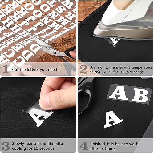 Miniatura 5 de 1408 letras y números para planchar de 0.75 pulgadas, letras de transferencia de calor, números, letras adhesivas, apliques de tela de vinilo para