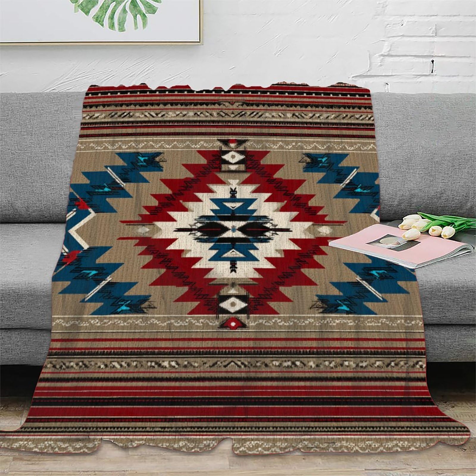 Indianische Muster Wärmedecke Leichte Outdoor-Camping Überwürfe 50x60inch 127x152cm