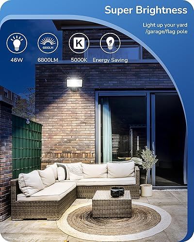 Miniatura 9 de EDISHINE Luz de inundación de 73W, luz de inundación LED de 10000LM al aire libre, IP65 impermeable, 5000K LED luz de seguridad para patio trasero,