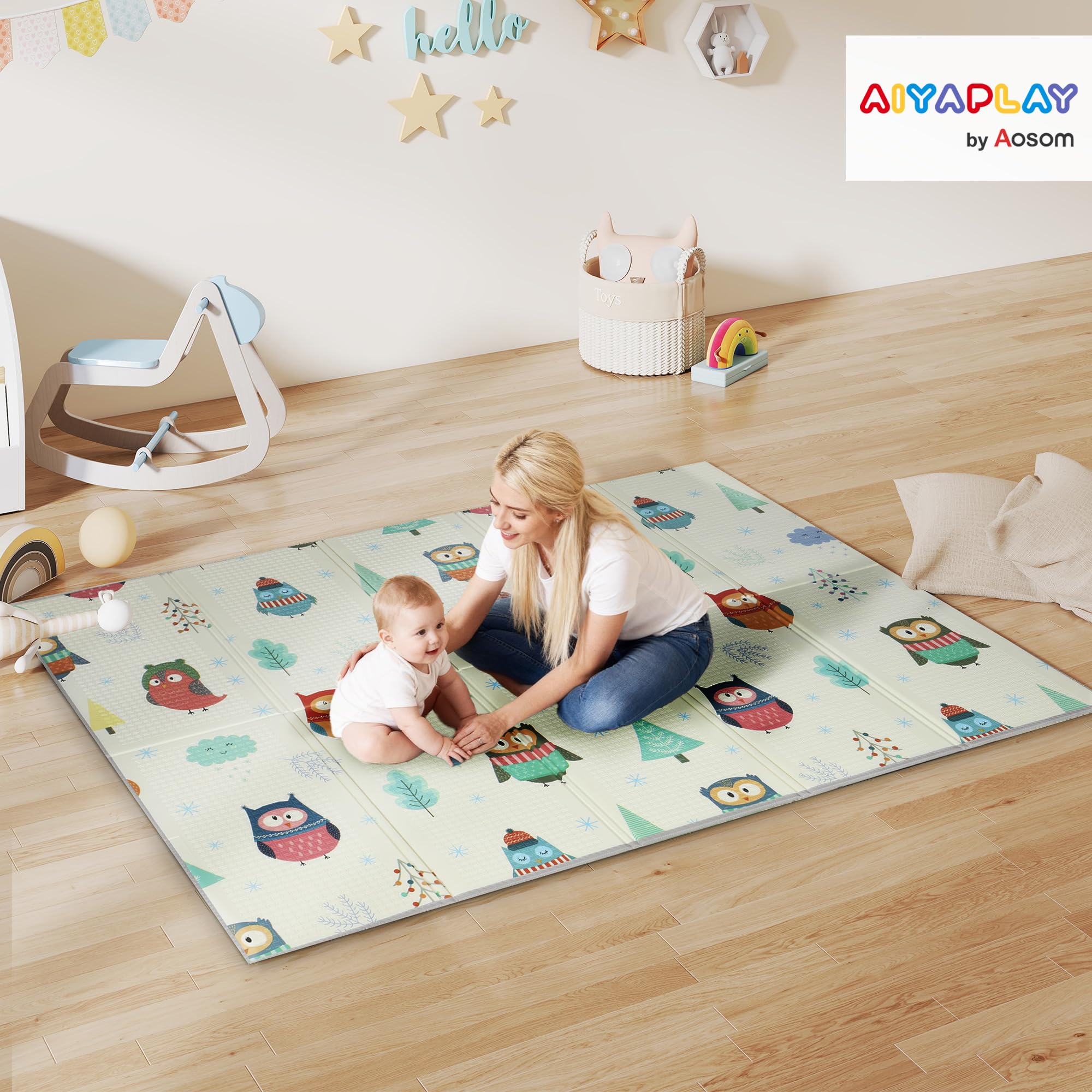 AIYAPLAY Tapis de bébé pliable imperméable réversible 200x150 cm