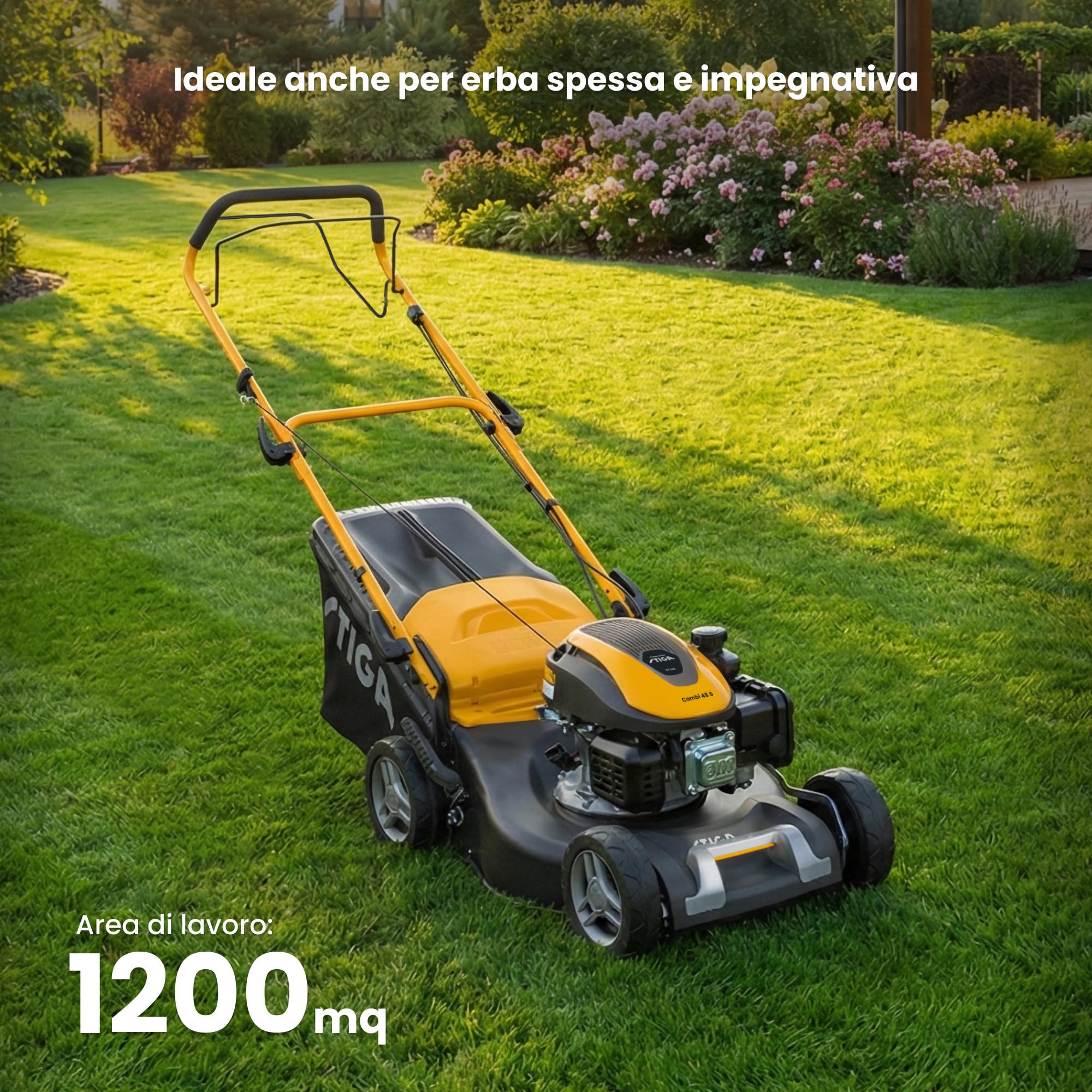 STIGA Combi 48 S a Tagliaerba A Scoppio, 139 cc, 46 cm – Sacco 60 l, Mulching Integrato – Prati Domestici