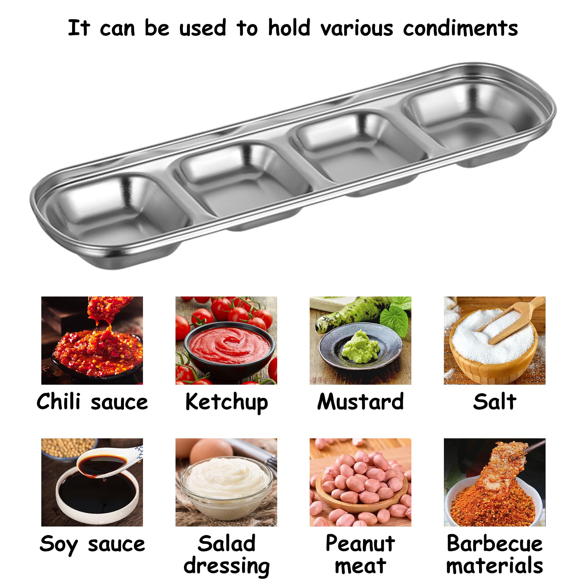 Lot De 6 Bols à Sauce En Inox Avec 3 Compartiments - Petites Tasses à Condiments Dorées Pour Sushi, Barbecue, Apéro