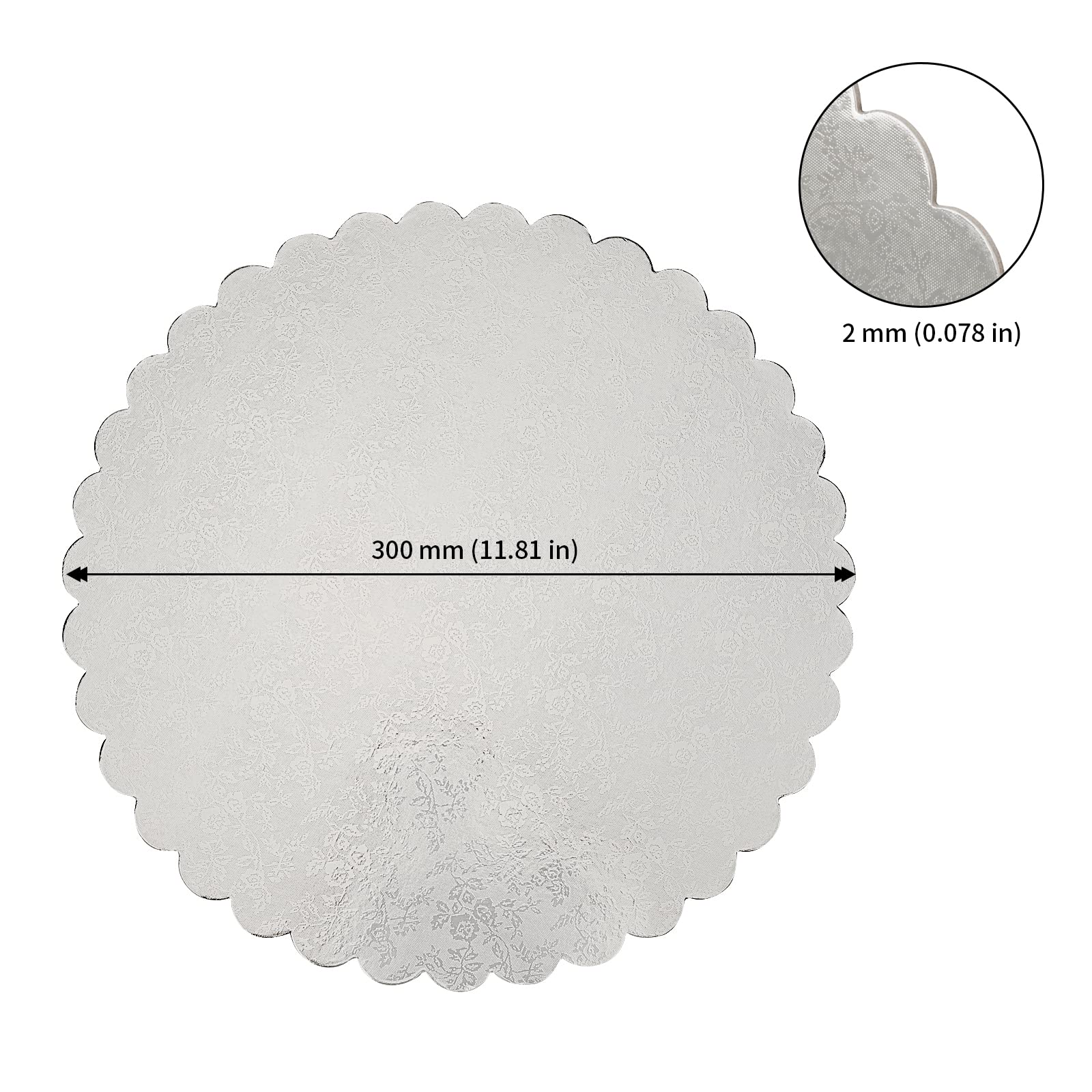 JAPCHET Confezione da 20 Vassoi Tondi da 30,5 cm, 2 mm, in Argento, per Torte e Compleanni, per Matrimoni