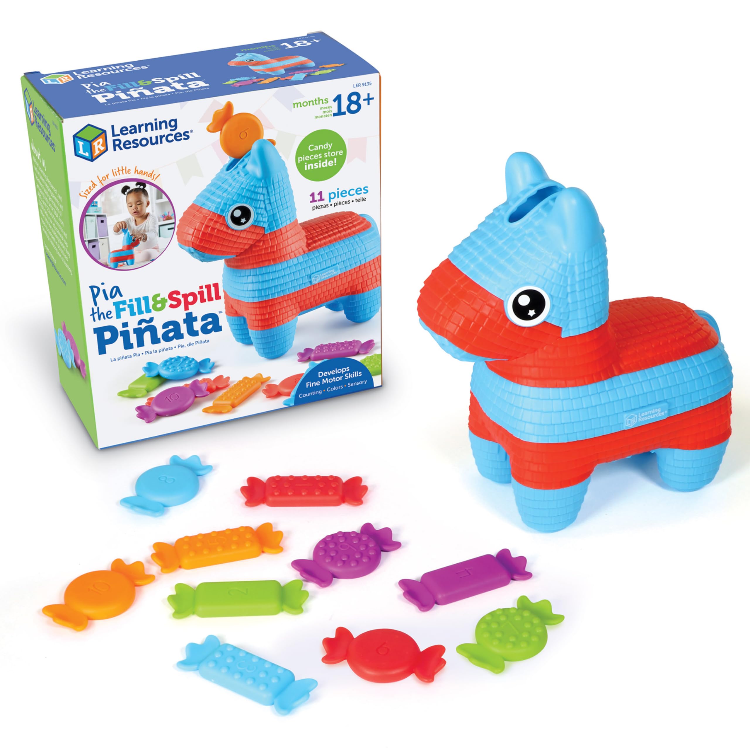 Learning Resources Pia The Fill & Spill Piñata - Toddler Montessori Sensory Toys, Preschool Activities, Counting Manipulatives, Color Sorting, Fine Motor Skills, Birthday Gifts for Boys and Girls