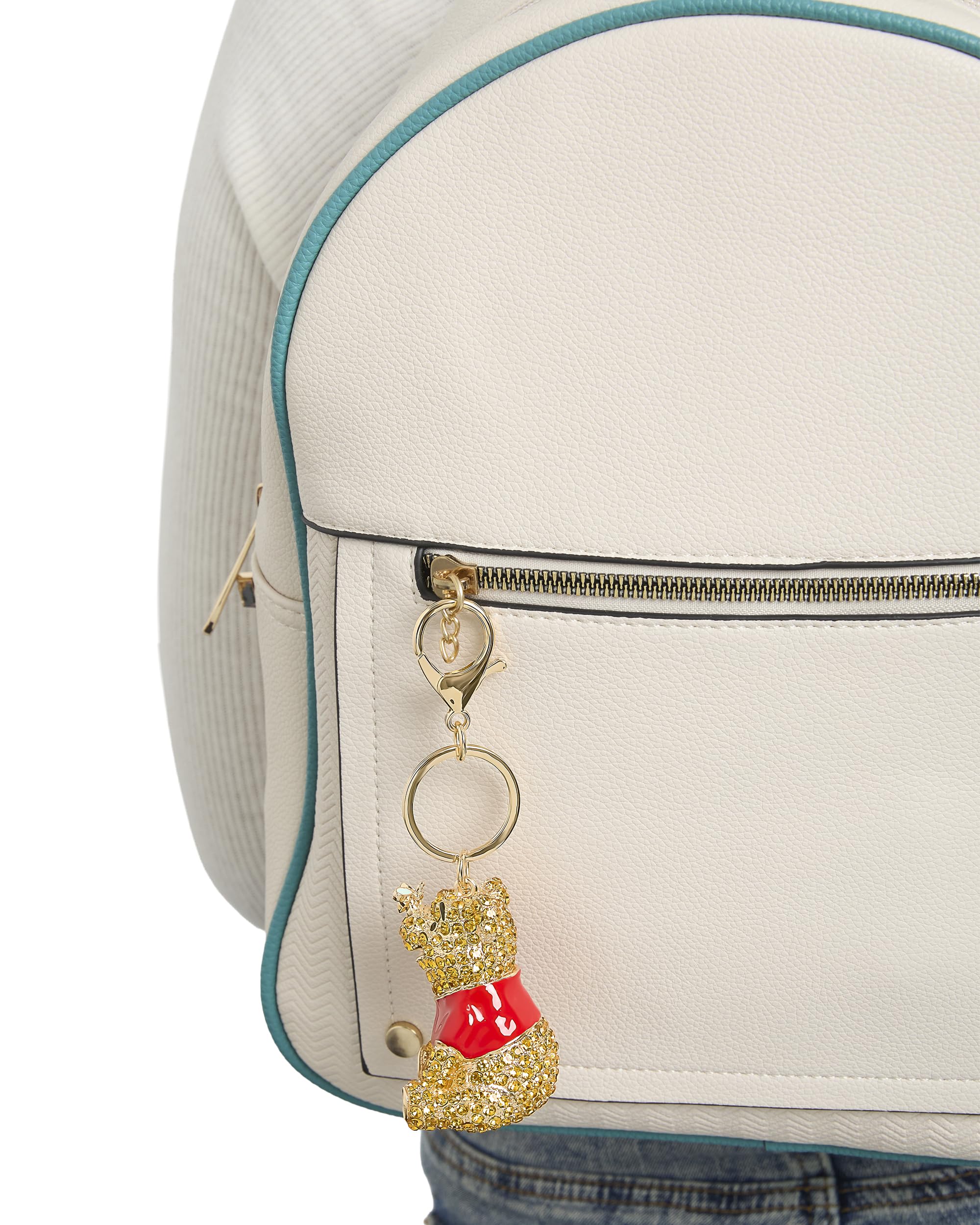 SALLY ROSE Winnie the Pooh Keychain Pave Crystal Official License, Pooh Charm Keychain, Bag and Purse Charm