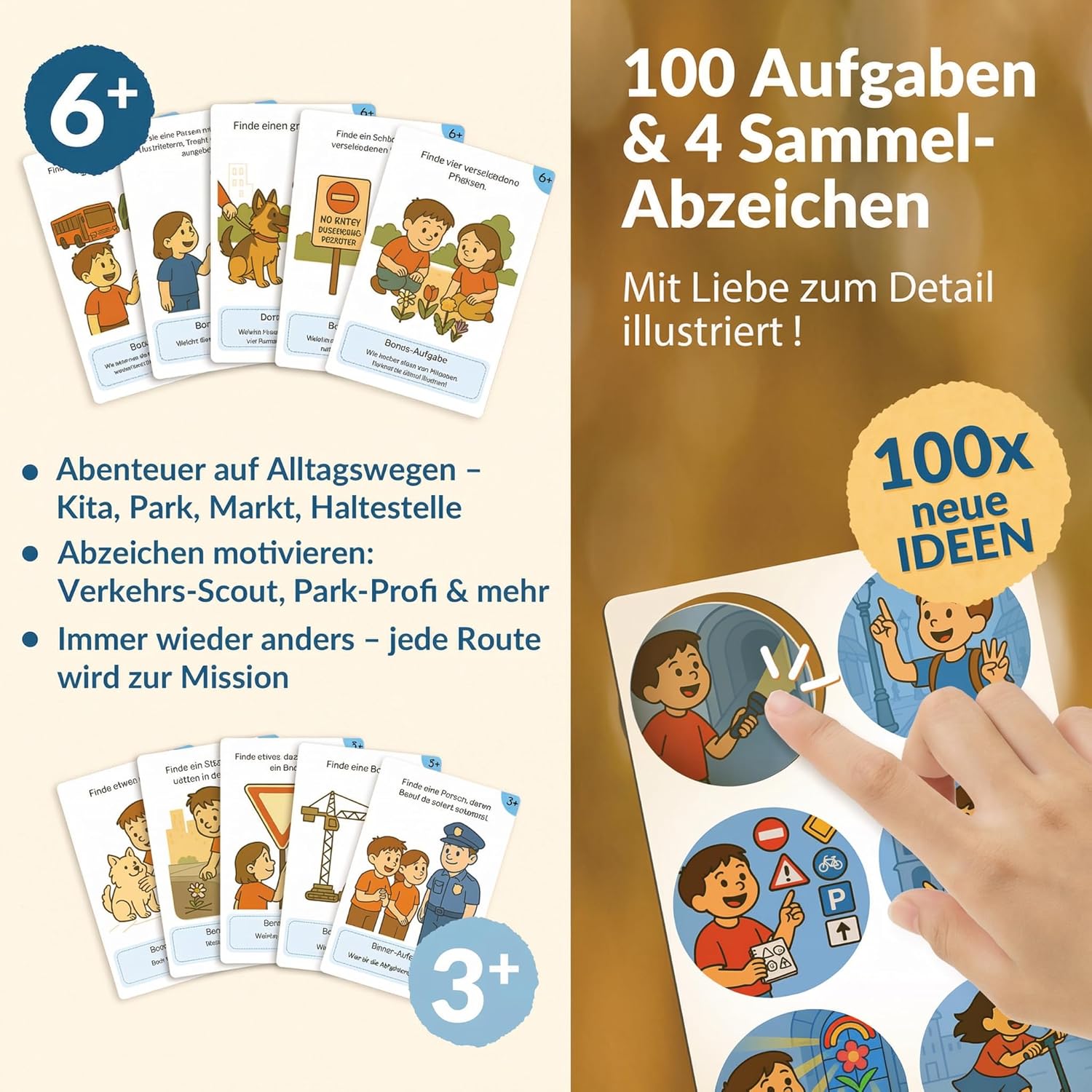 City Search Game Children - Travel Games for On the Go Holidays | 100 Tasks Search Game, 50 Double-Sided City Explorer Cards 2 Ages 16 Badges