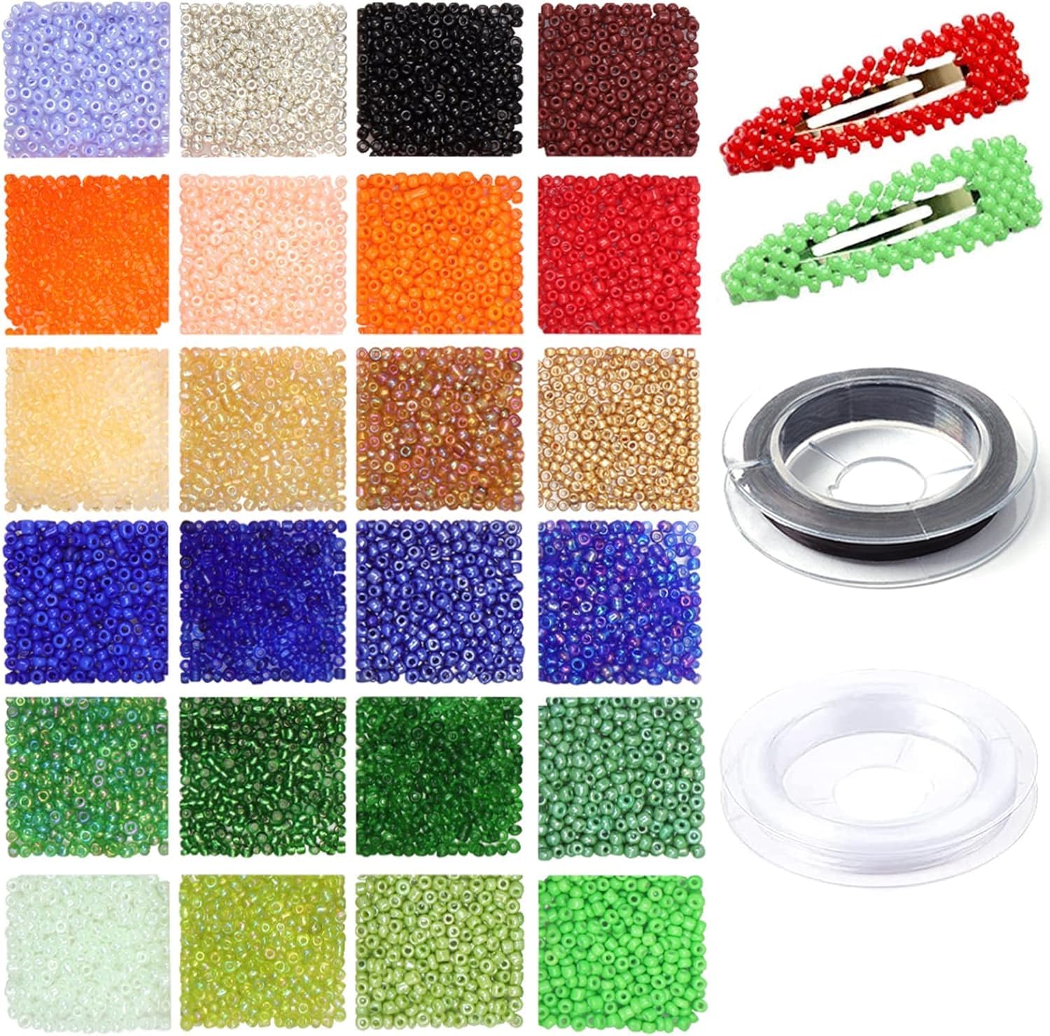 Prettme 1920pcs 4mm Seed Beads for Bracelet Making Kit,Warm Spring Pastels Small Glass Craft Waist Beads for Jewellery Making DIY Necklaces Earrings Crafting,with Elastic String