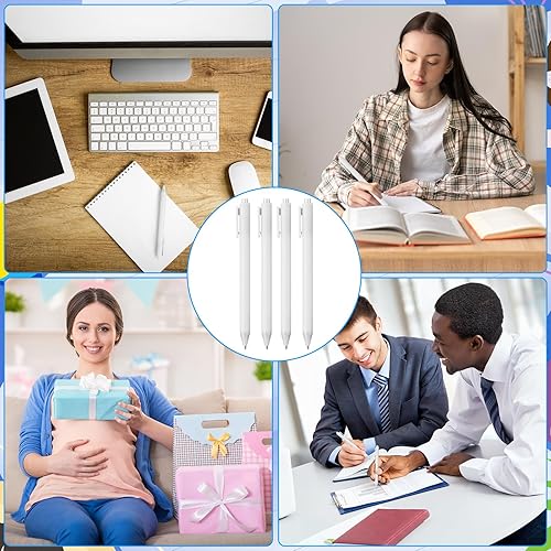 Miniatura 7 de 50 bolígrafos retráctiles a granel de 0.039 in de punta media, tinta negra, lindos bolígrafos de escritura suave, suministros escolares para