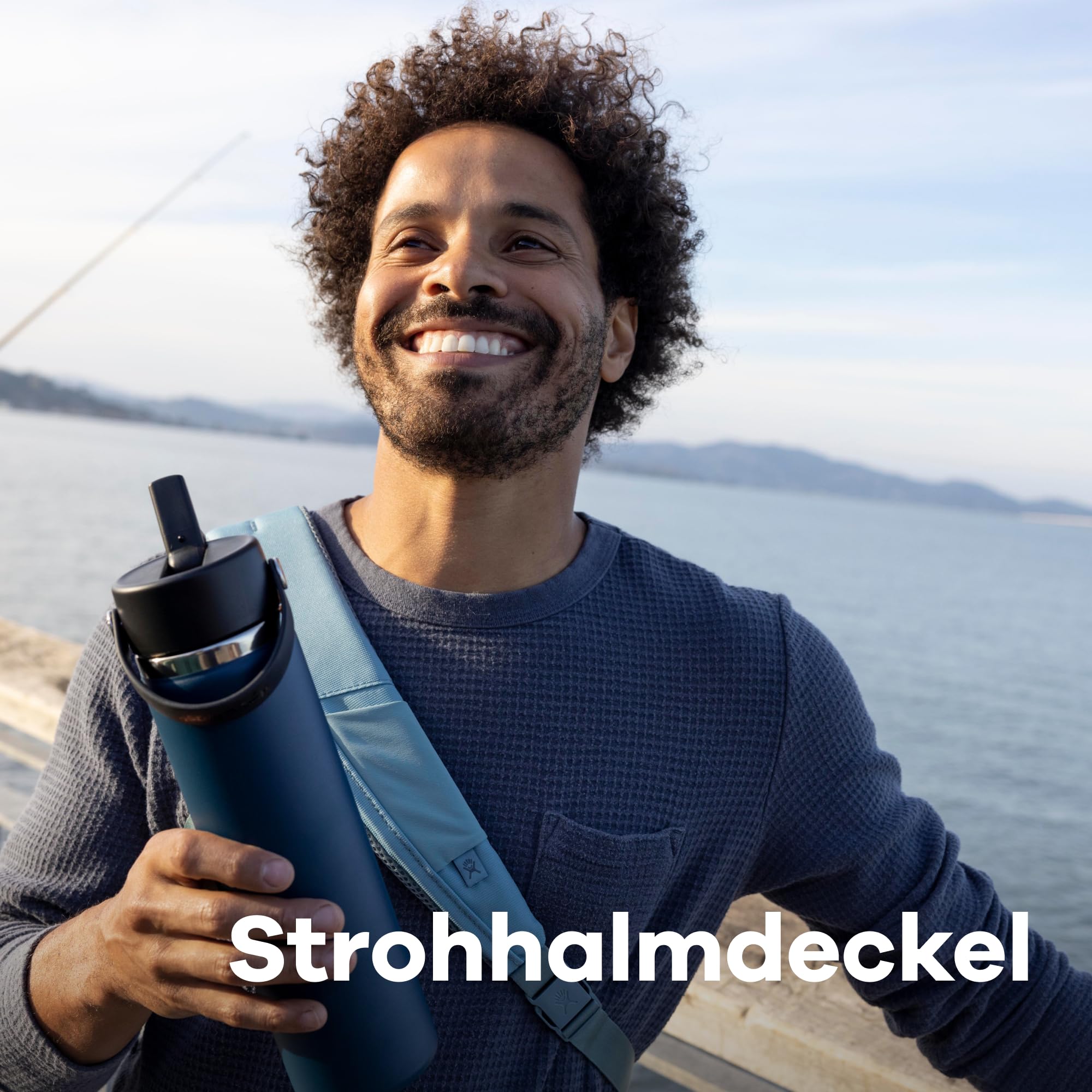 HYDRO FLASK - Trinkflasche 946ml (32oz) mit Strohdeckel - Vakuumisolierte, Wiederverwendbare Flasche aus Edelstahl - Auslaufsicherer Deckel - Größe Öffnung - Black