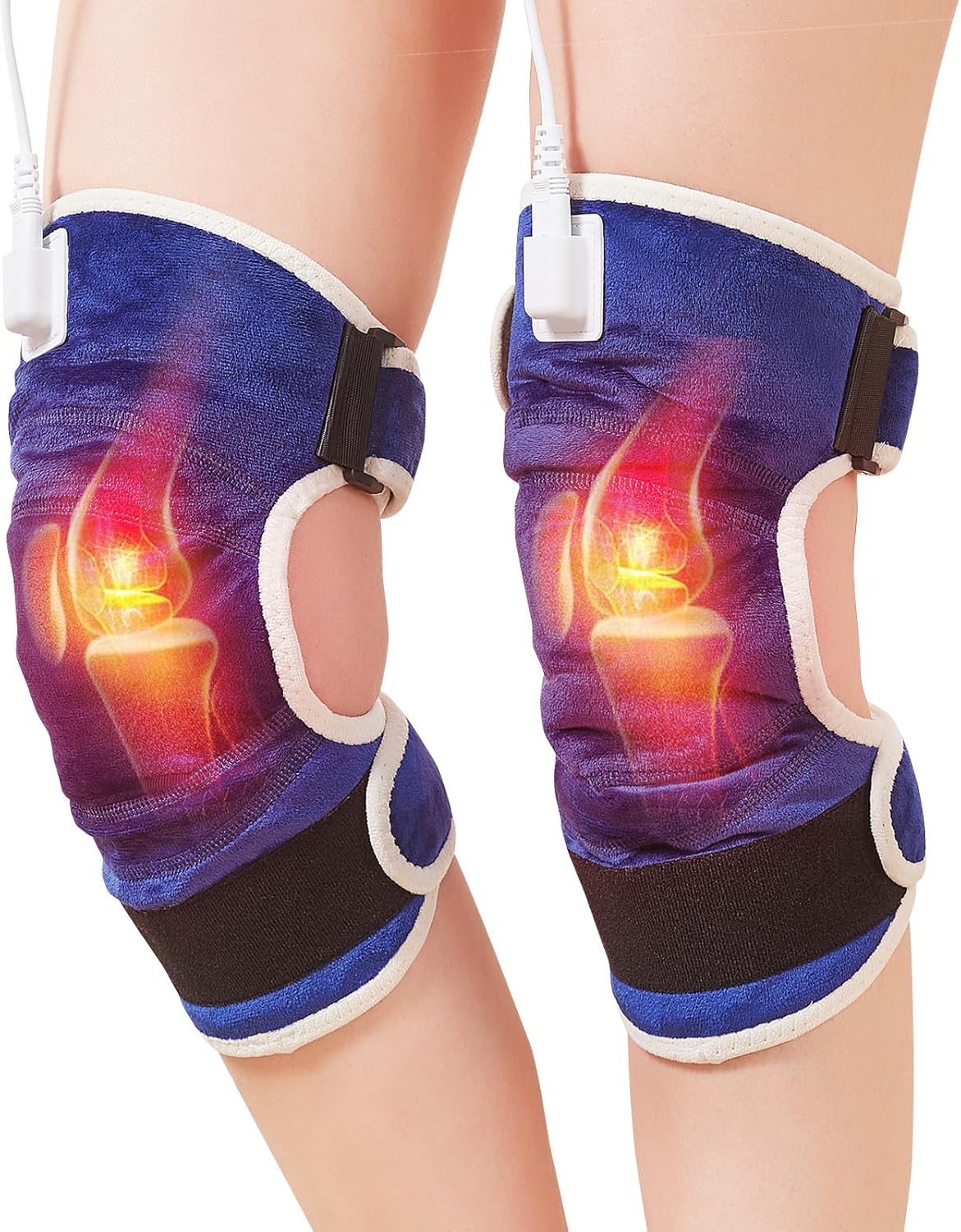 JOBYNA 2PCS Heating Pad for Knee Pain Relief, 30s Fast Heat Knee Wraps Heating Pads with Auto Shut Off, 86-158℉ Heat Level, Deep-Penetrating Heated Knee Brace for Knee Joint Pain Relief