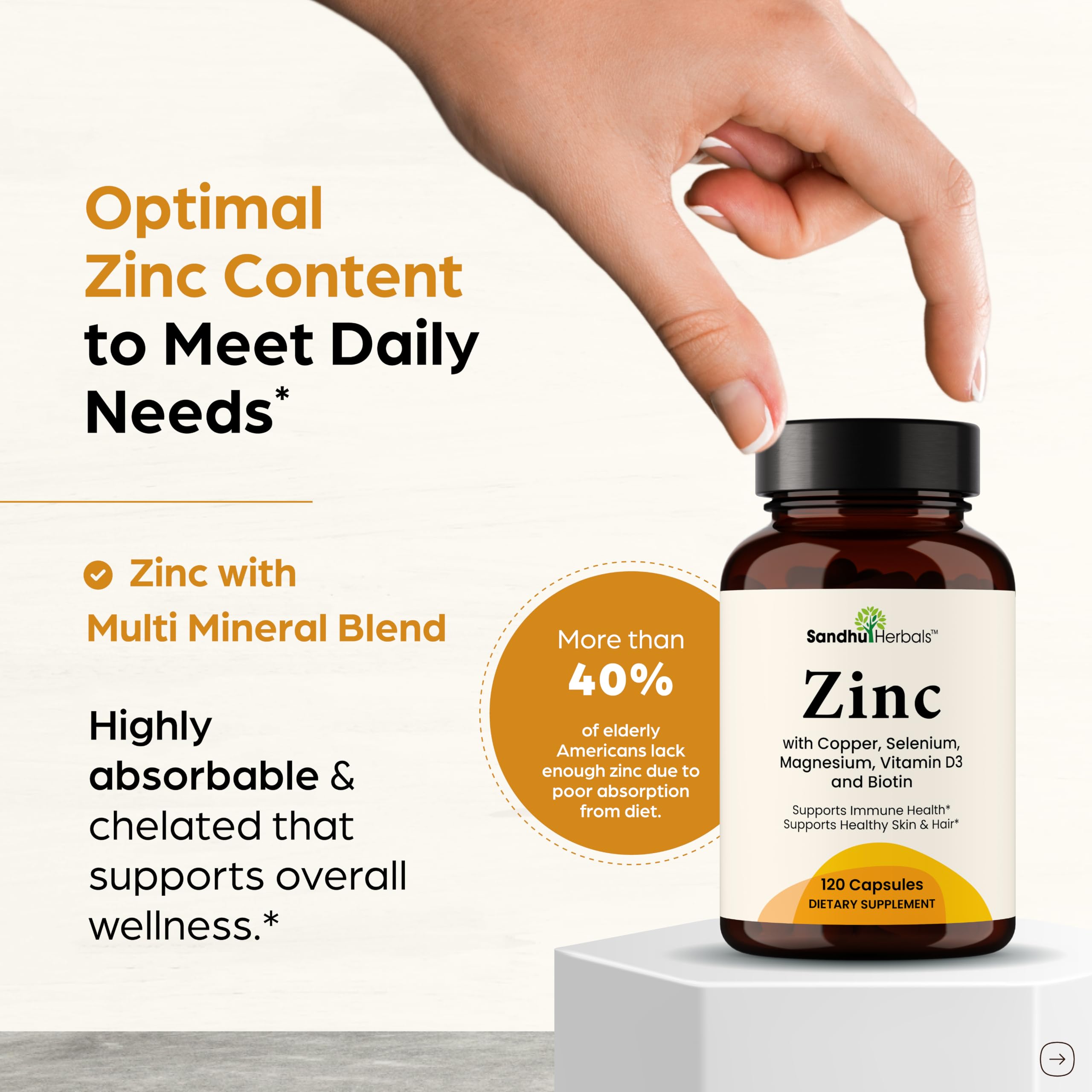 Zinc 30mg 120 Capsules with Copper Selenium Biotin | for Hair Skin & Nails — Amazon image 5