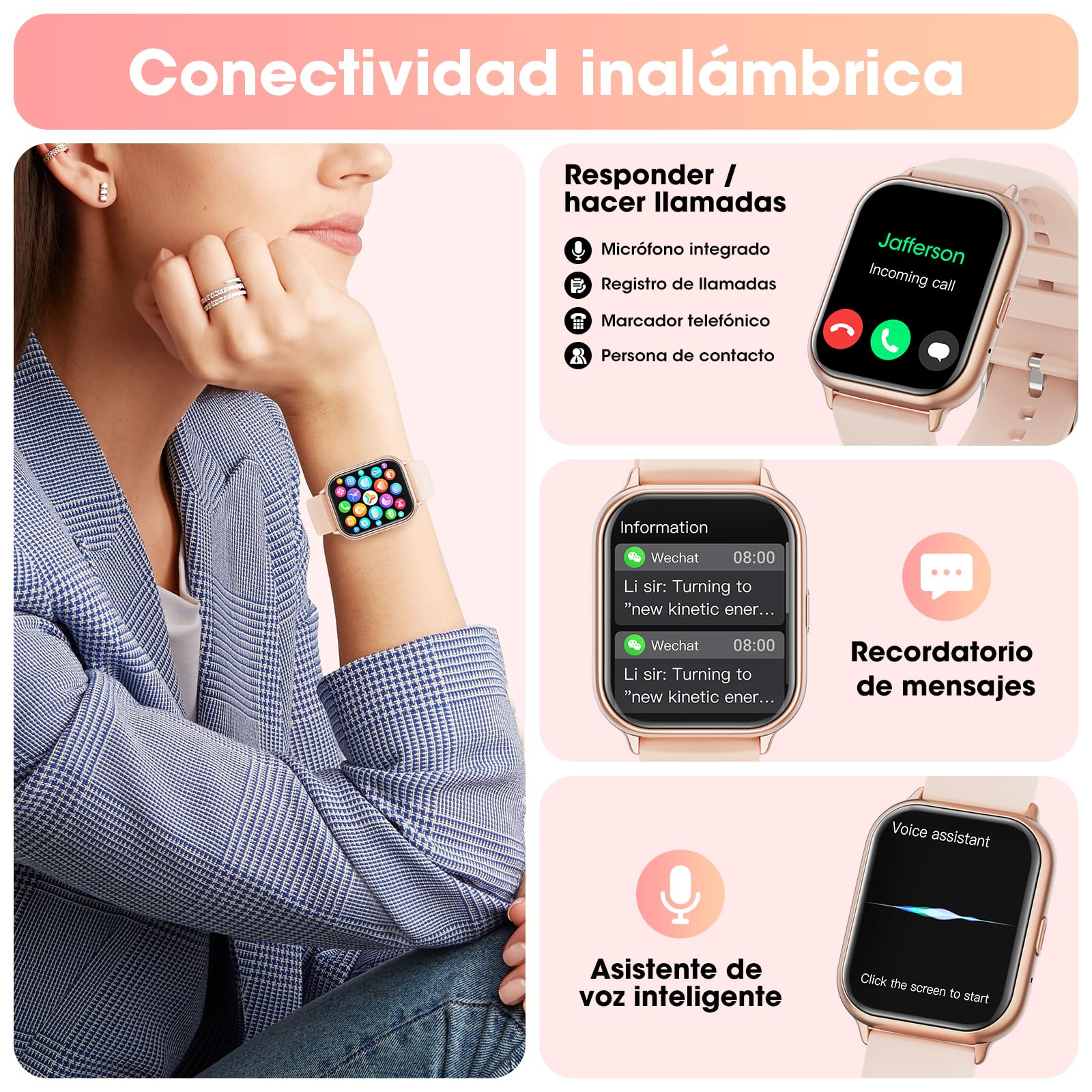 Smartwatch 1.85'' HD Con Chiamate Bluetooth, Impermeabile IP68 Per Uomo E Donna - Fitness Tracker E Monitor Salute