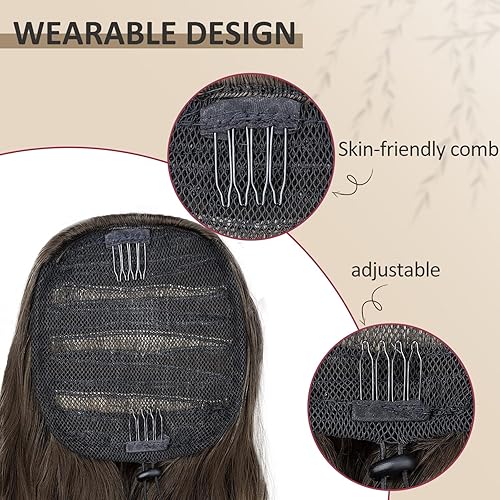 Miniatura 4 de Extensión de cola de caballo para mujer, 24 pulgadas de largo, ondulado, rizado, con cordón, extensión de pelo sintético para cola de caballo para