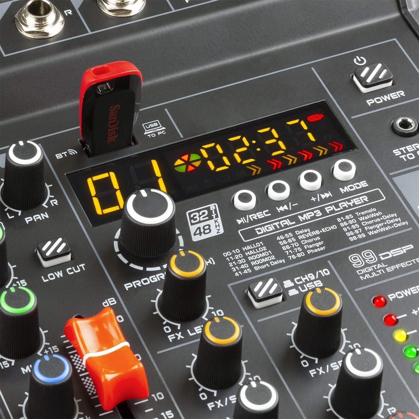 Vonyx VM-KG08-8-Kanal-Mischpult mit Bluetooth, DSP, USB-Audio-Interface, etc.
