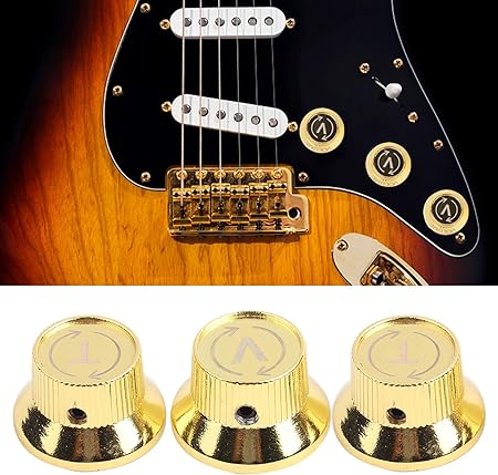 LIOOBO ギターパーツ 音量調節つまみ GD117 2T1Vエレキギターとベーストーンボリューム 電子制御ノブキャップレンチ 1セット(シルバー)