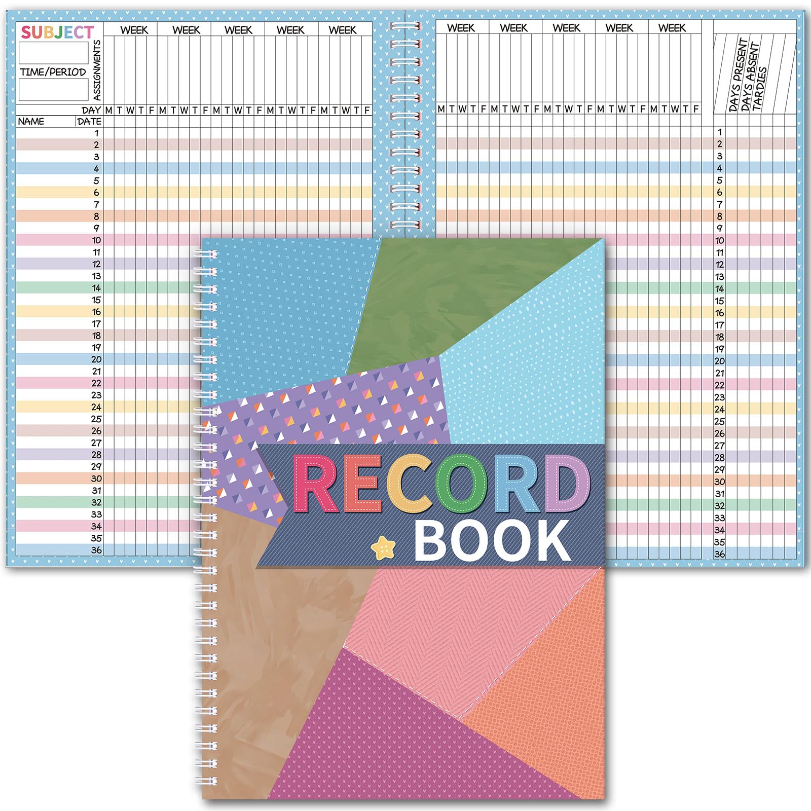 Fuyoooo Cool Teacher Record Book Teacher Grade Books 2026-2027 Spiral Bound Record Planner 2026 Class Grade Book Office Favors for Classroom Attendance Decoration Double Sided โ image 1