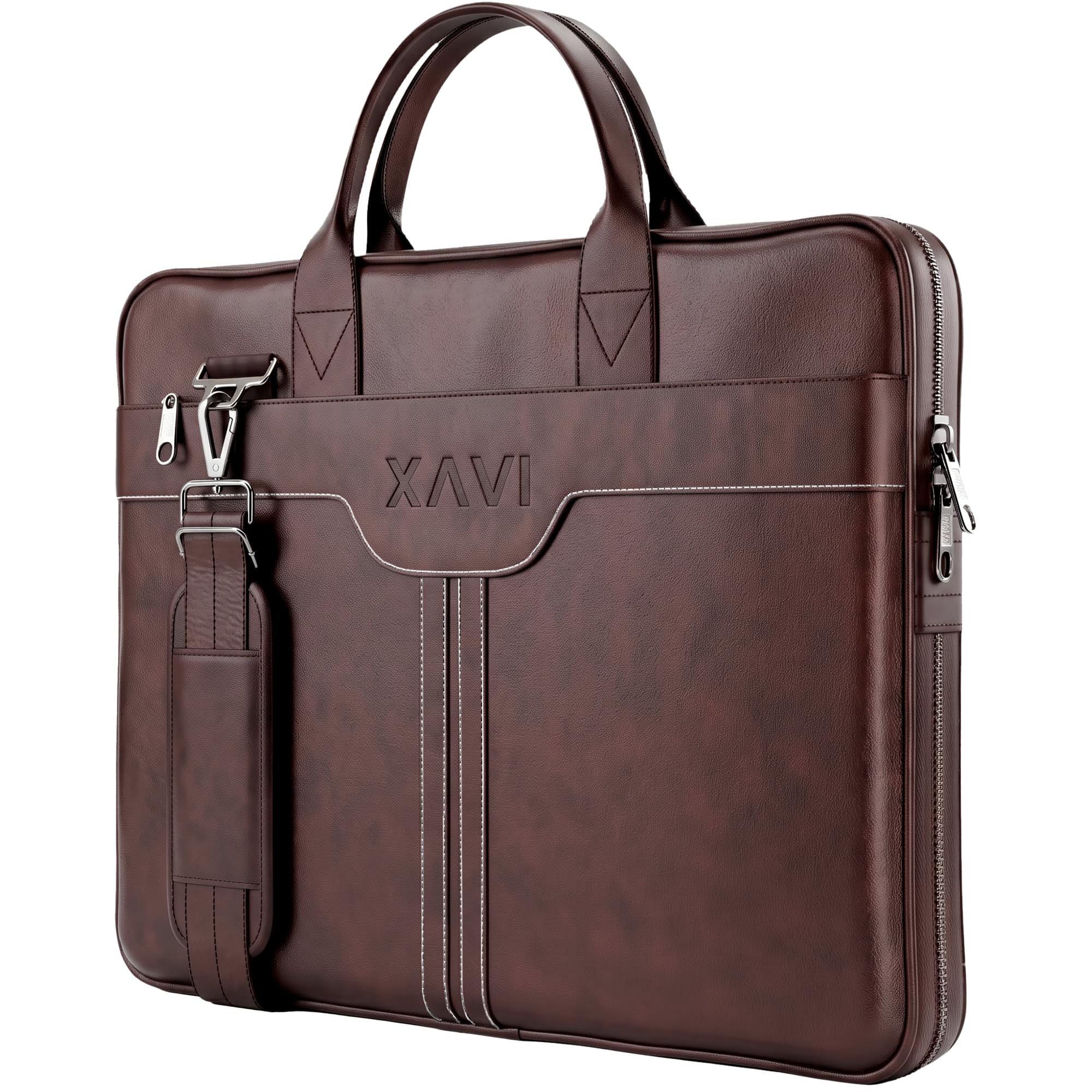 XaVi Messenger Bag - Laptop Bag for Men | PU Leather Expandable Office Bag for Men | Shoulder Bag for Laptop or Tablet | Sleek, Durable | Supports Laptop Up-to 15.6 inches (Brown)-image-45