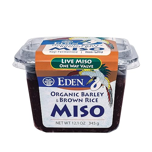 Eden Pasta de miso orgánica de cebada y arroz integral, Mugi y Genmai, cultura viva, rica en Umami, fabricada en Japón, 12.1 oz (345 g)
