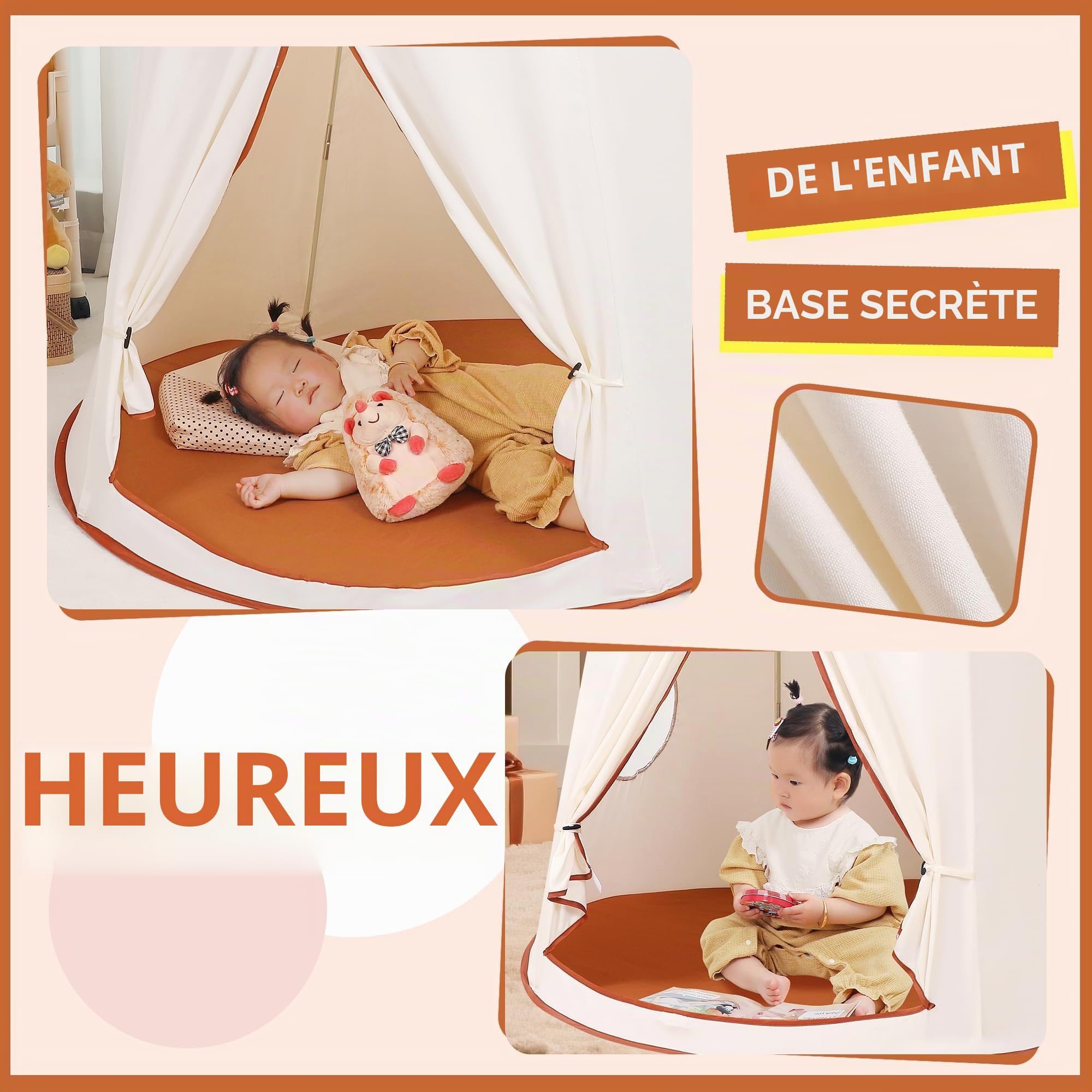 Tente de jeu, pour enfant, tente de jeu, pour enfant, tente de château, portable, pop-up, style indien, maison de jardin, maison de jeu, pour chambre d'enfant, cadeau d'anniversaire, de Noël (ours