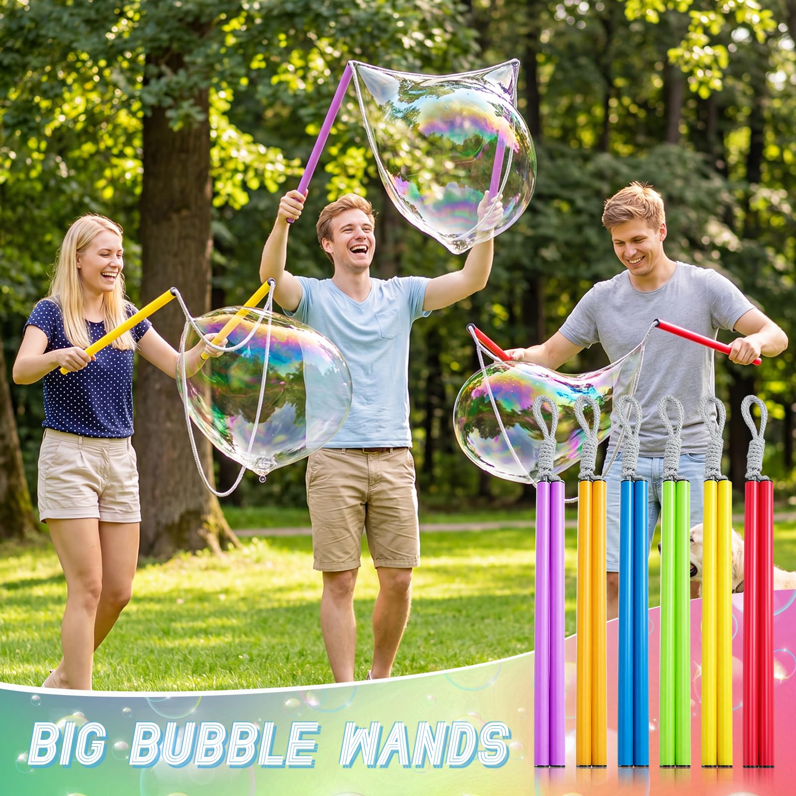 24 bacchette giganti per bolle colorate, con vassoio gonfiabile e pompa, per adulti, per feste di compleanno estive, soluzione di soffiaggio non inclusa